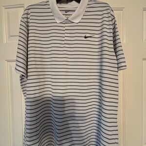 Nike Men's Polo Shirt - White with Black Stripes